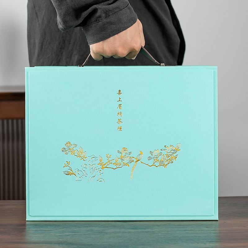 Juego de Té de Porcelana con Diseño Floral Azul
