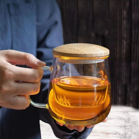 Taza de Vidrio con Tapa de Bambú