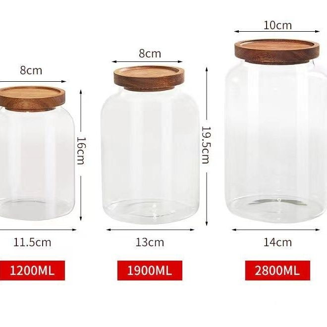 Frascos de Vidrio con Tapa de Madera - Varias Capacidades
