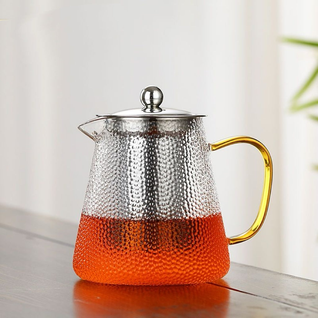 Tetera de Vidrio Texturizado con Tapa de Acero Inoxidable