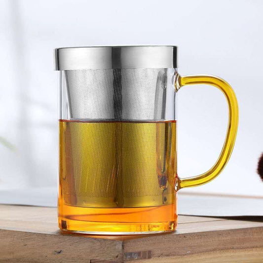 Tazas de Vidrio con Infusor y Asa de Colores