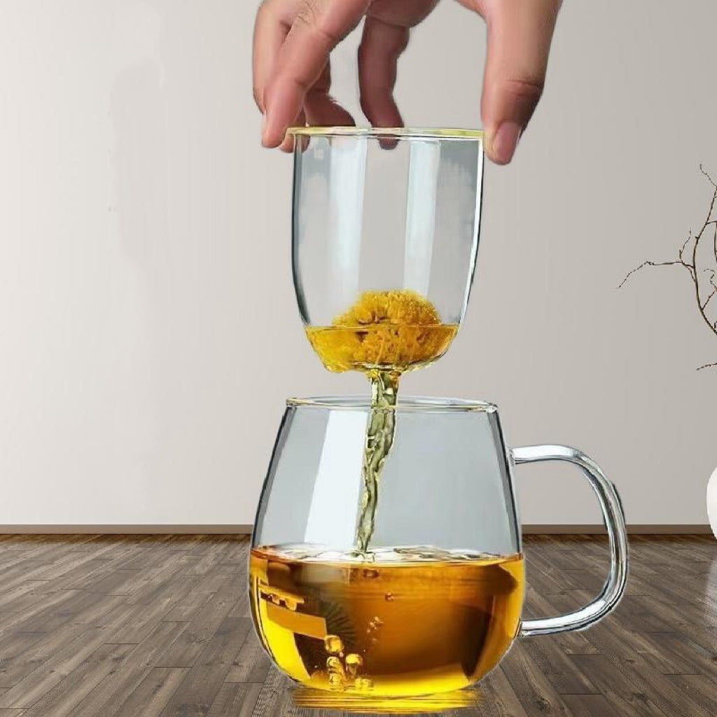 Taza de Vidrio con Tapa de Bambú