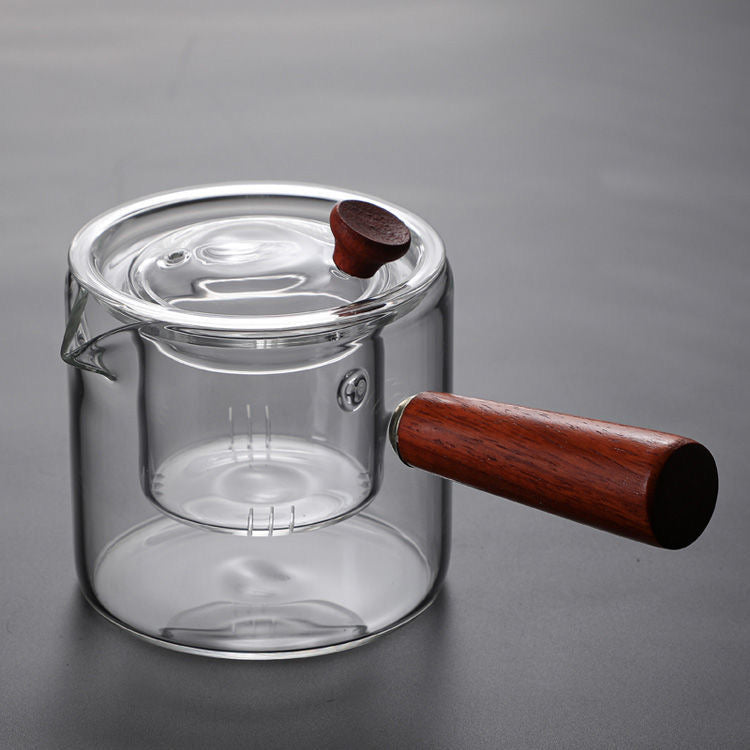 Tetera de Vidrio con Mango de Madera