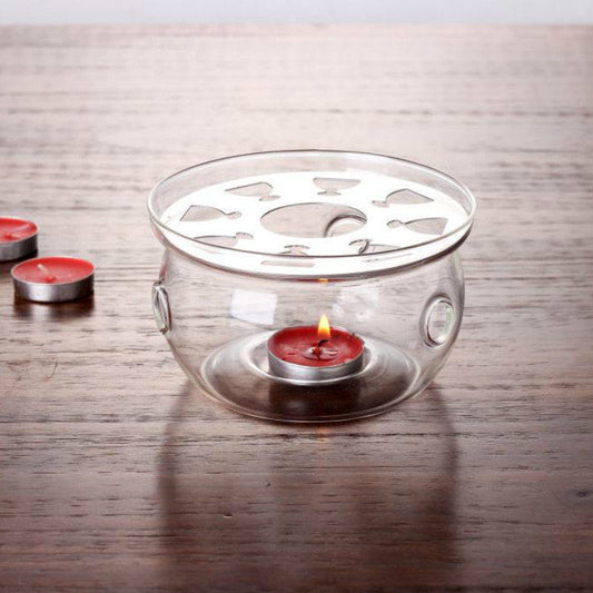 Calentador de Té con Vela de Vidrio Transparente
