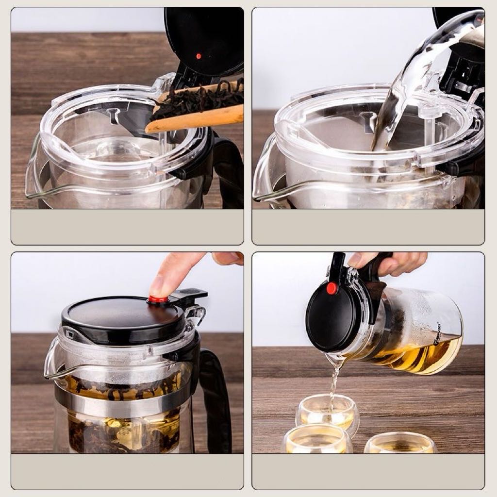 Tetera de Vidrio con Infusor Automático - Capacidades Variadas