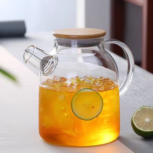 Tetera de Vidrio con Tapa de Bambú - Capacidades Variadas