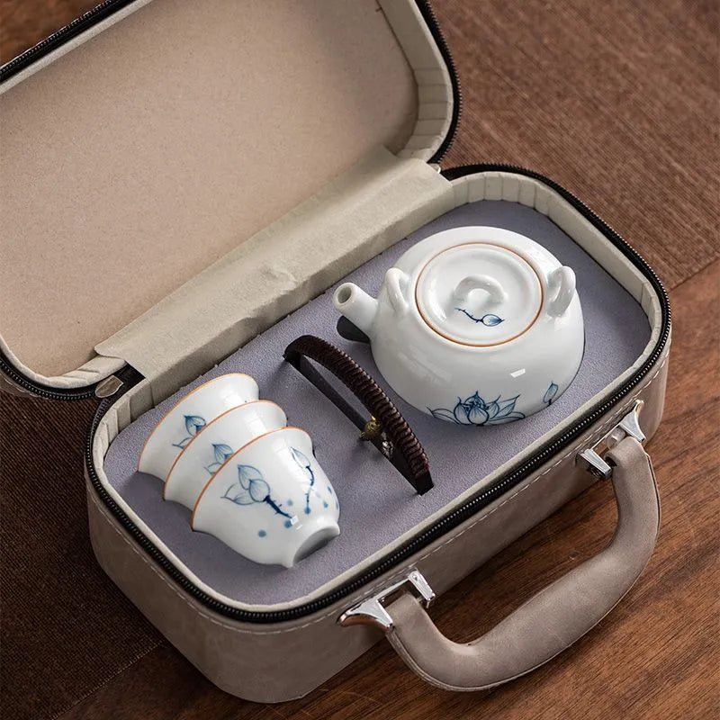 Set de Té de Viaje con Estuche - Diseños de Loto🪷, Bambú🎋 y Caqui🍅
