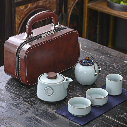 Set de Té Portátil de Porcelana con Estuche de Viaje