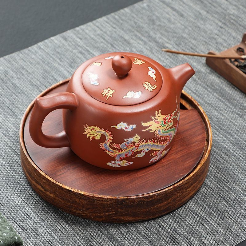 Juego de Té de Arcilla Yixing con Motivos de Dragón