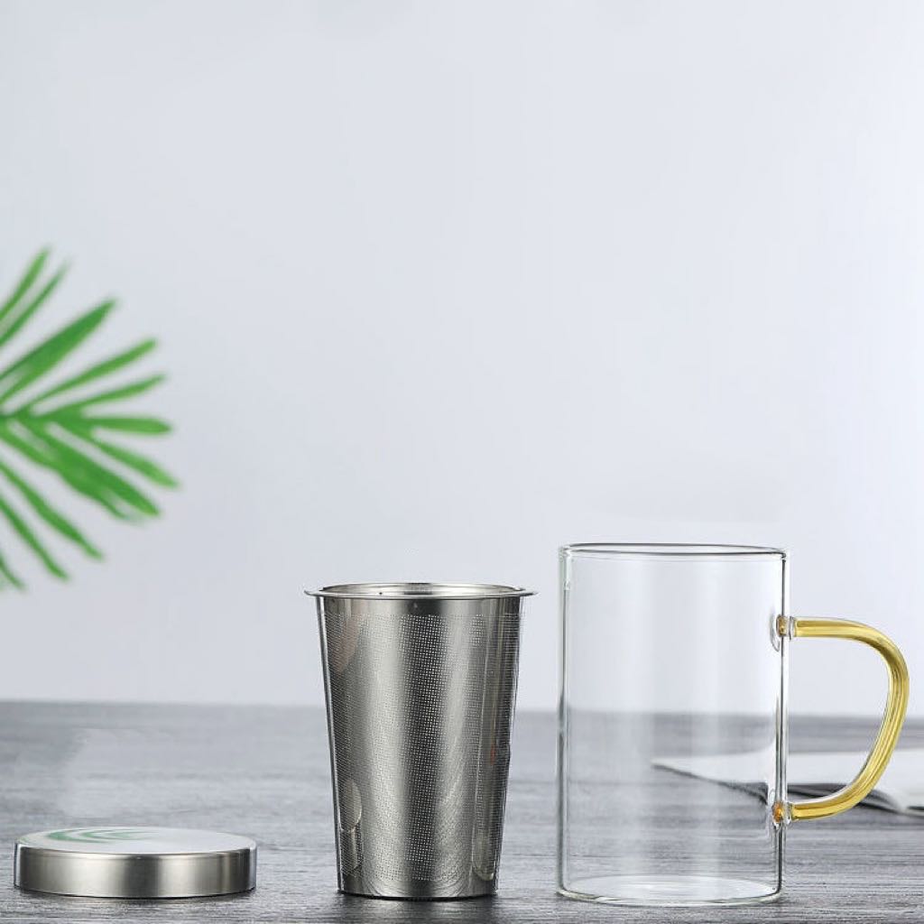 Tazas de Vidrio con Infusor y Asa de Colores