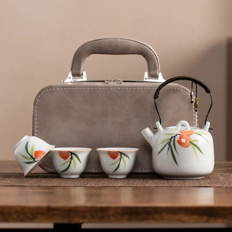 Set de Té de Viaje con Estuche - Diseños de Loto🪷, Bambú🎋 y Caqui🍅