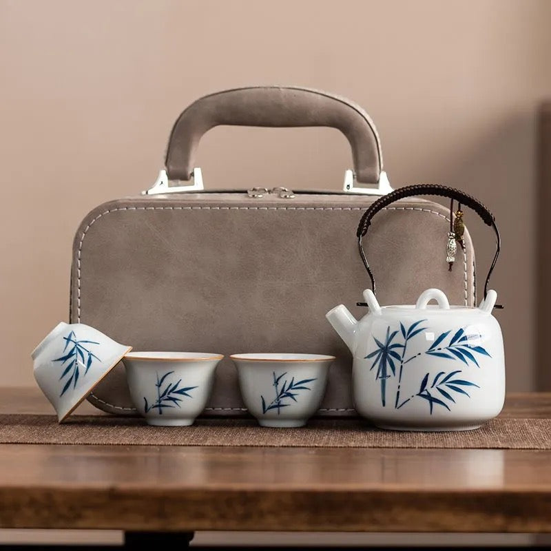 Set de Té de Viaje con Estuche - Diseños de Loto🪷, Bambú🎋 y Caqui🍅