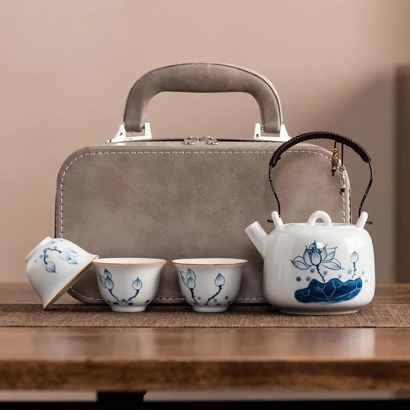 Set de Té de Viaje con Estuche - Diseños de Loto🪷, Bambú🎋 y Caqui🍅